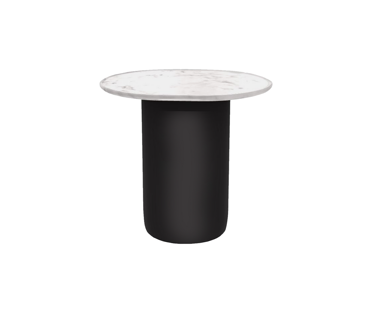 Button Oval Table - matt Carrara white marble