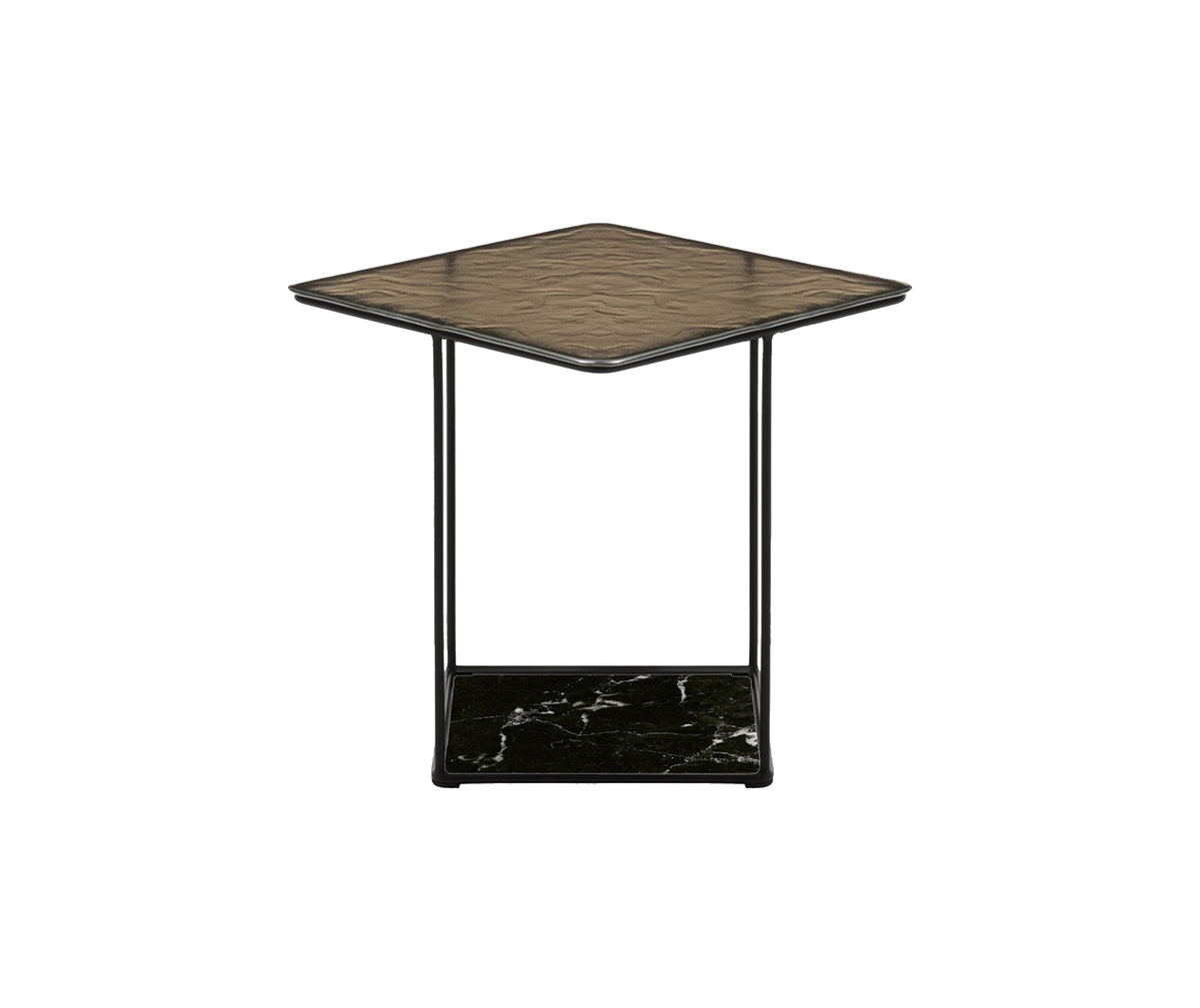 Lemante Table - Amber Molten Glass and Marquina Marble