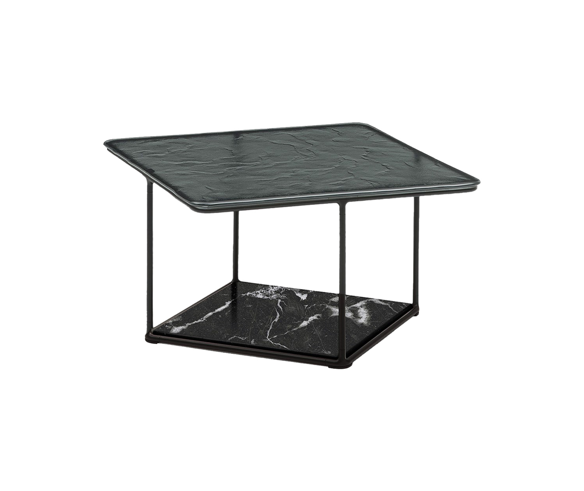 Lemante Table - Quartz Grey Molten Glass and Black Marquina