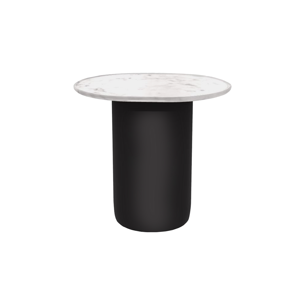 Button Oval Table - Matt Carrara white marble