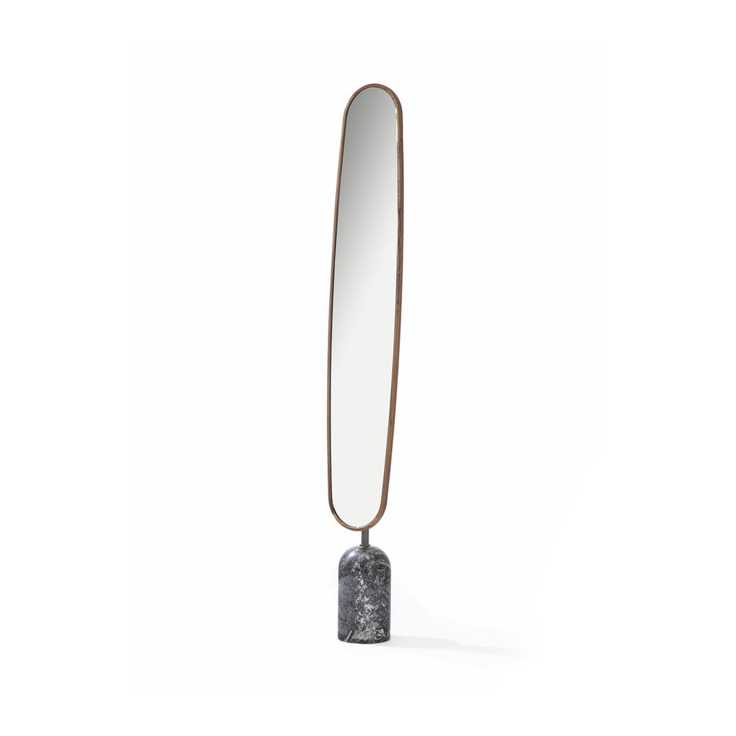 Ekero Mirror - walnut / grey carnico marble