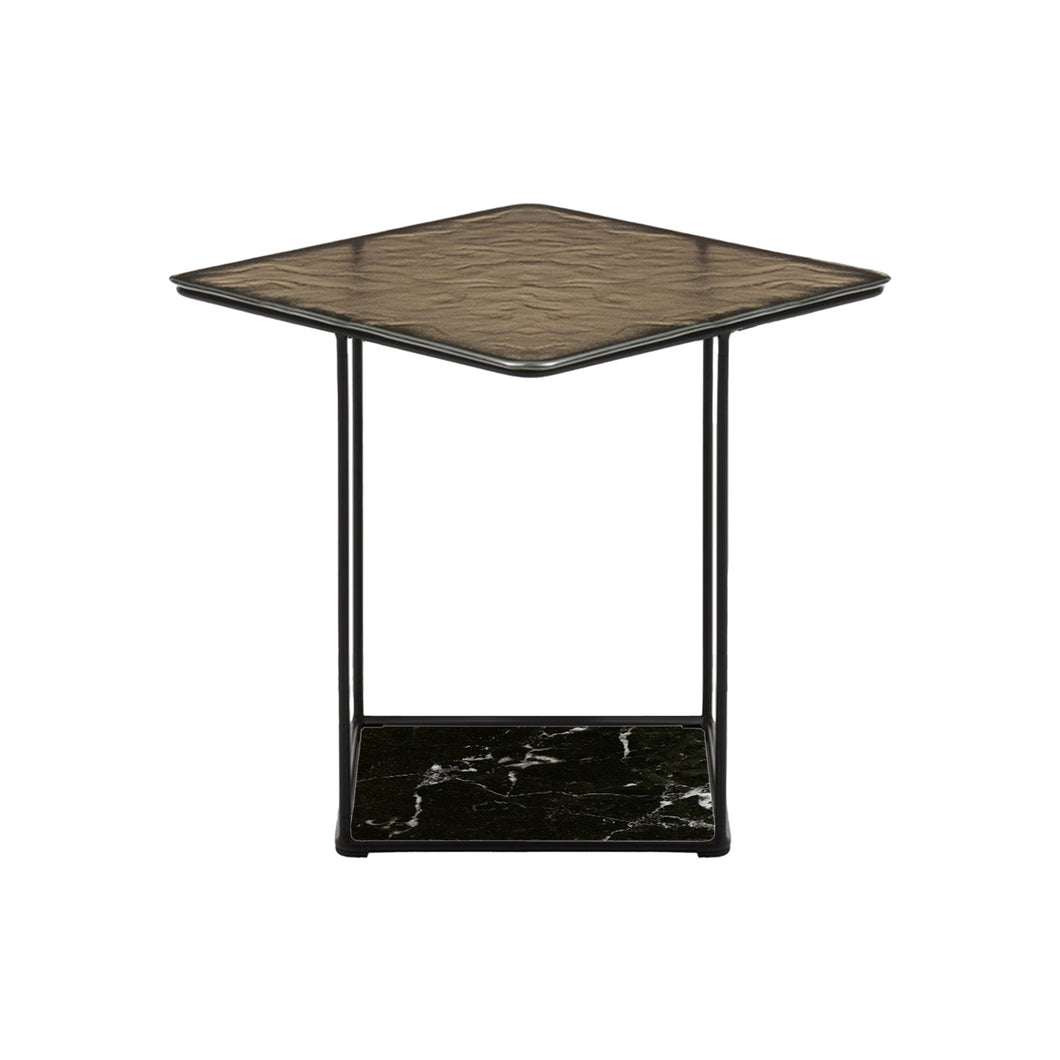 Lemante Table -  amber molten glass and marquinia marble