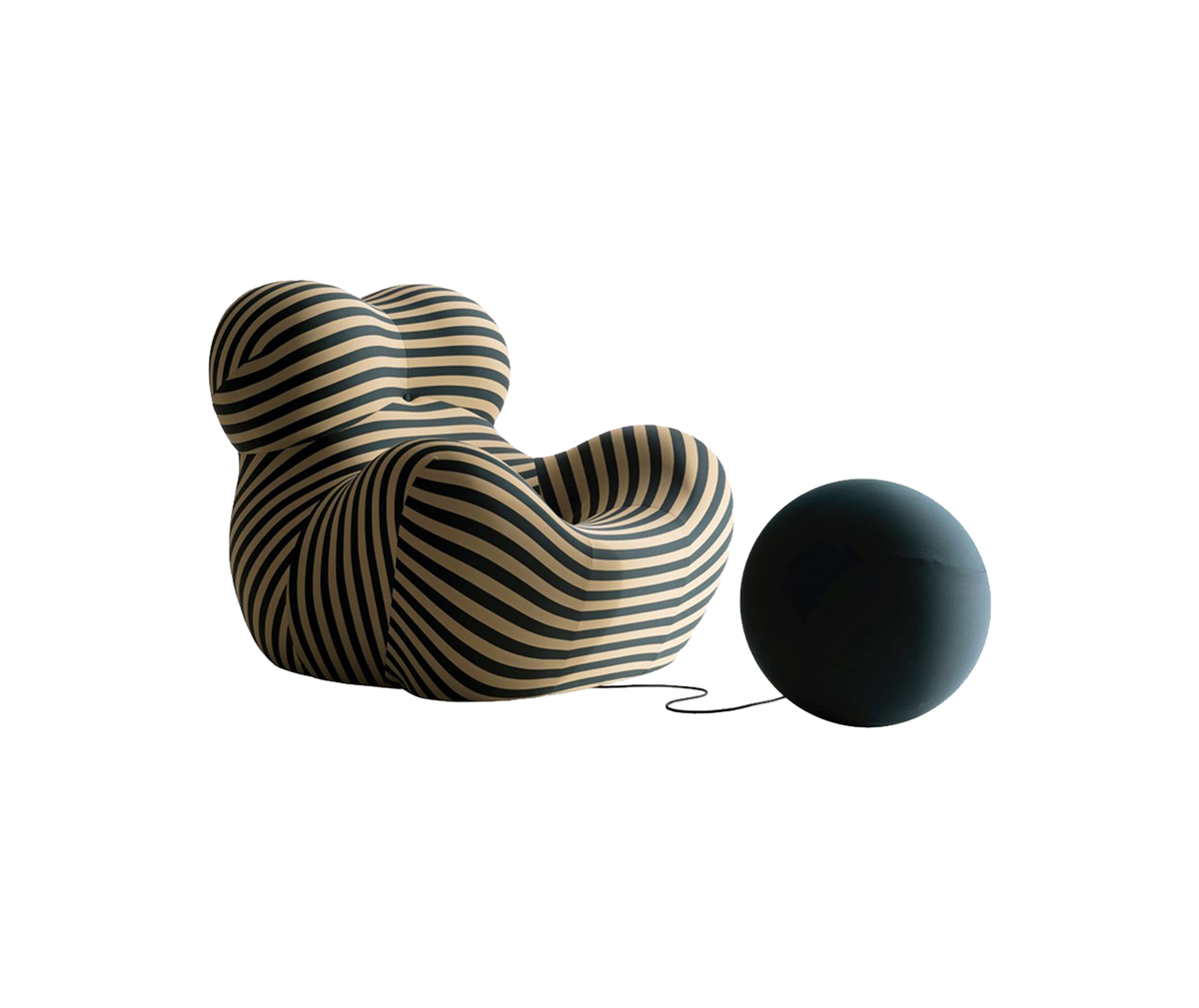 Up 50 - striped beige & teal ottoman