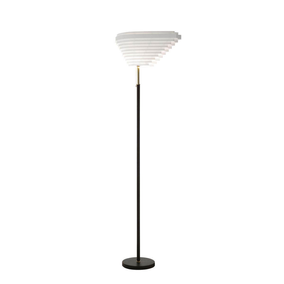 A805 "Angel Wing" Floor Light - Polished Brass and Black Leather