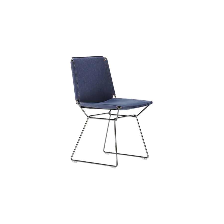 Neil Denim Chair - black chrome