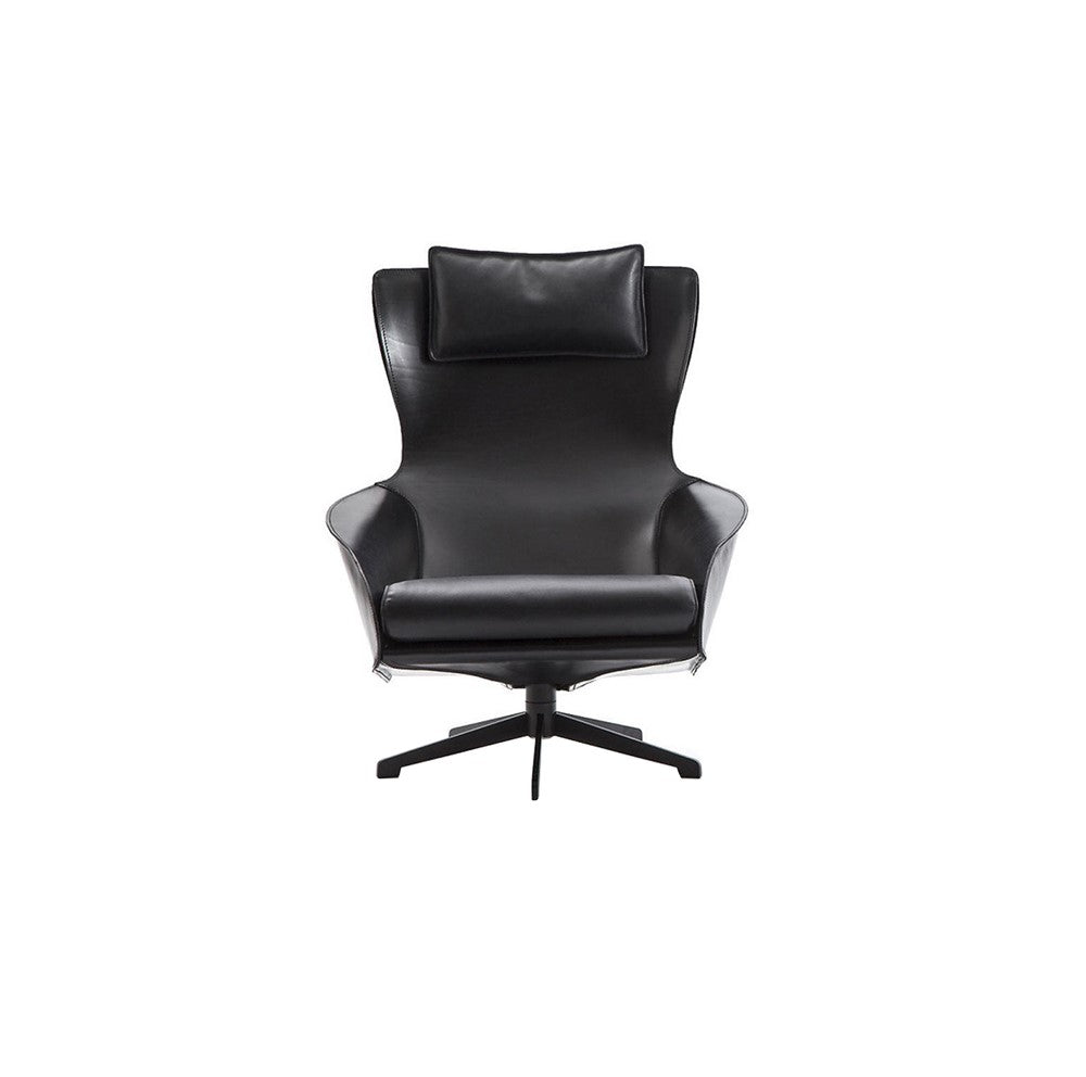 Cab Lounge Armchair `- Black Leather