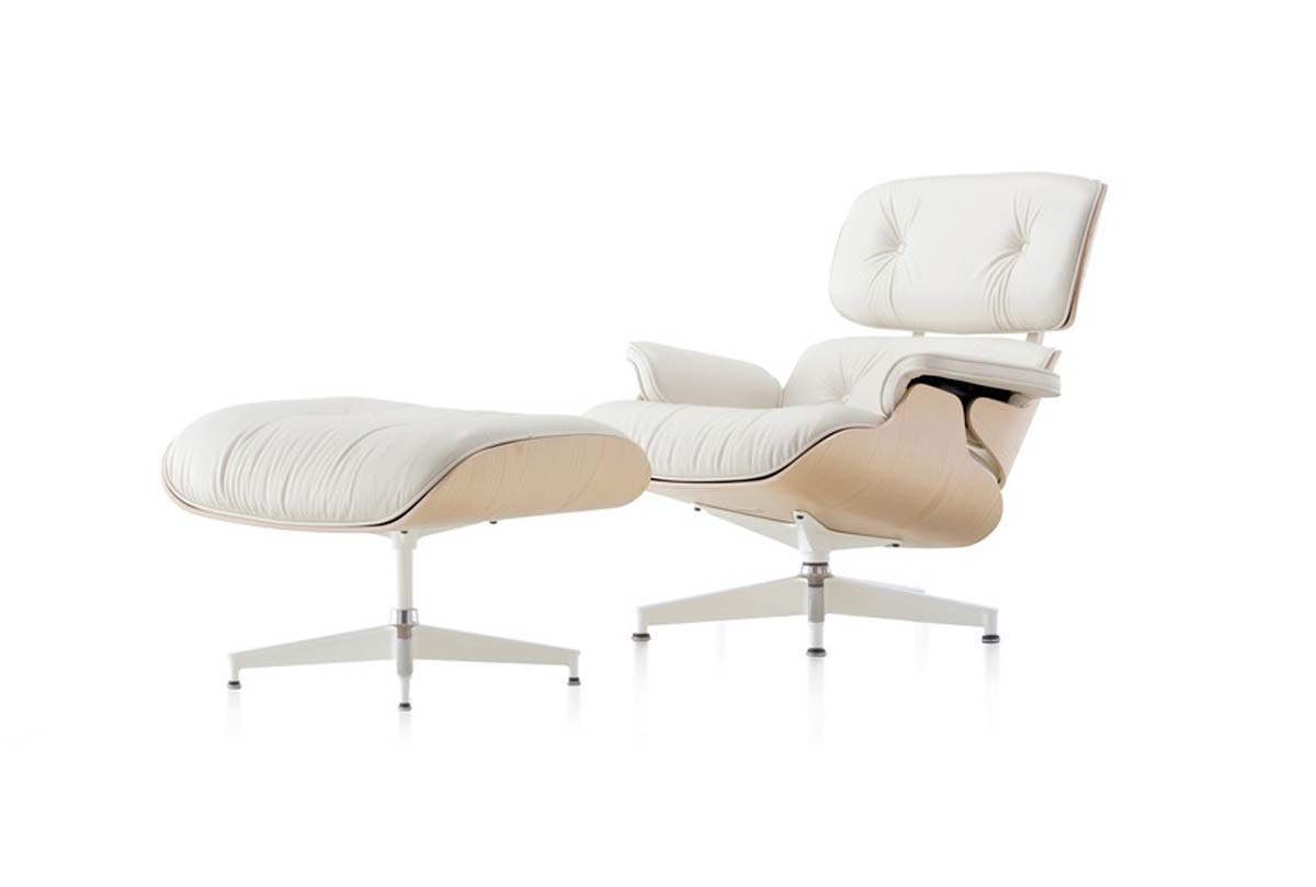 Eames® Lounge Chair and Ottoman - white / white ash